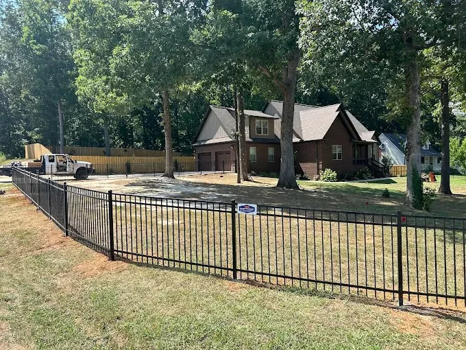 Black aluminum residential fence in Williamson County, TN