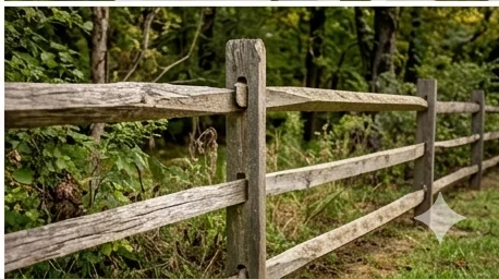 Traditional wood split-rail pasture fence in Middle Tennessee